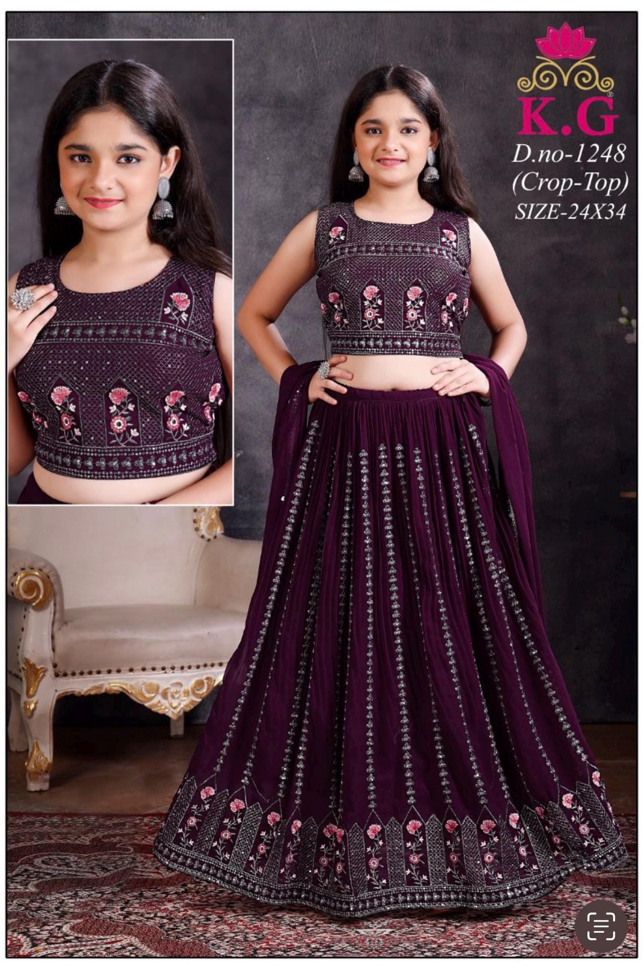 Chiffon lehenga Choli set for kids/ girls
