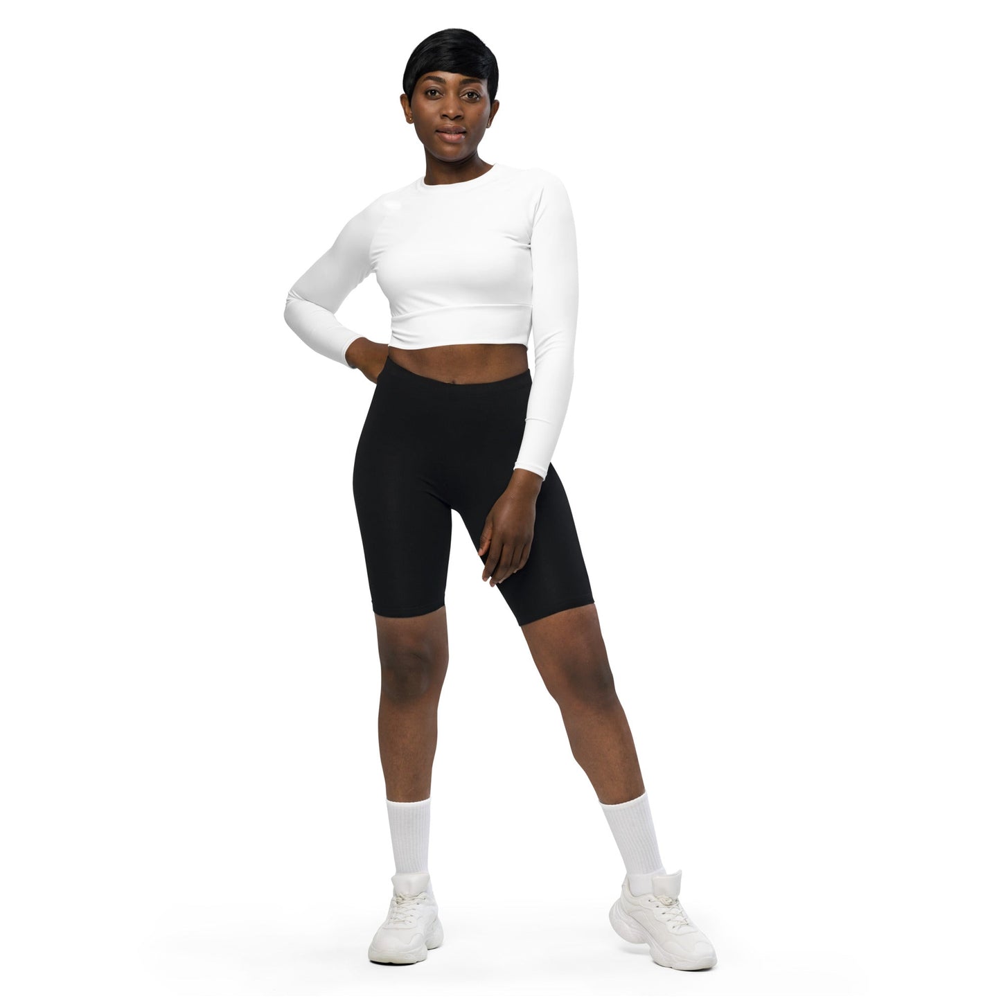 White Long Sleeve Crop Top