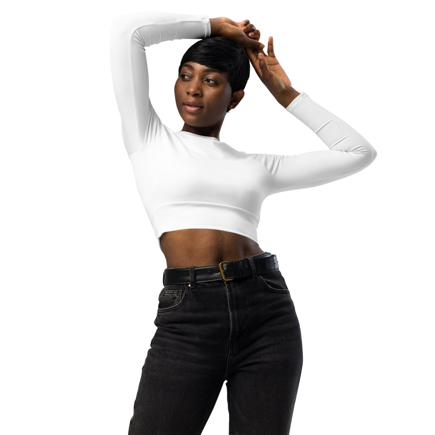 White Long Sleeve Crop Top